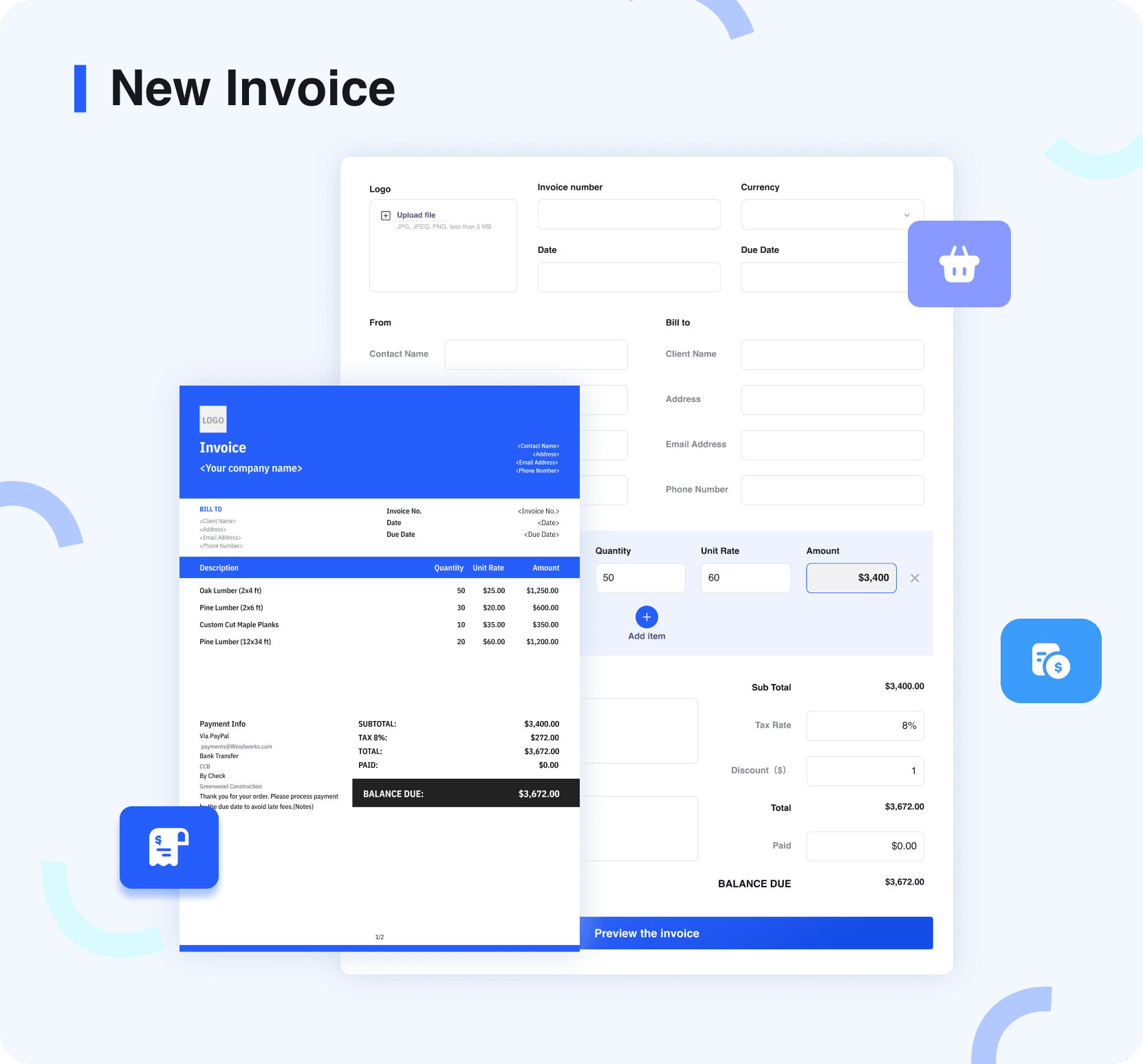 Invoice preview